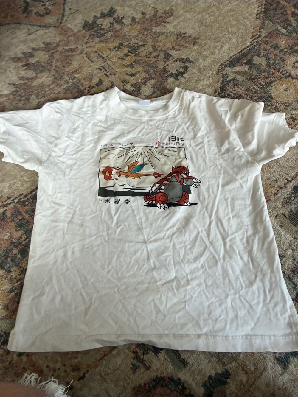 White Graphic Tee with Colorful Cartoon Print